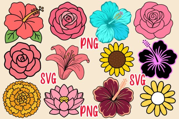 32 Floral Elements SVG Flowers Clipart Graphics and Illustrations Review