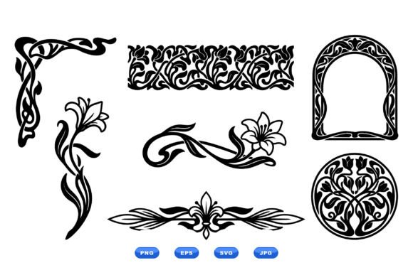 Art Nouveau Floral Ornaments Graphics and Illustrations Review