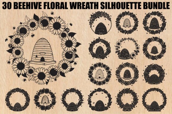 Beehive Floral Wreath SVG Bundle: Graphics and Illustrations for Branding