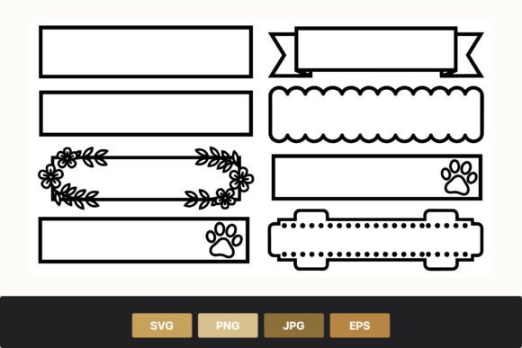 Black Floral and Paw Print Frame Borders: Graphics and Illustrations for Sellers