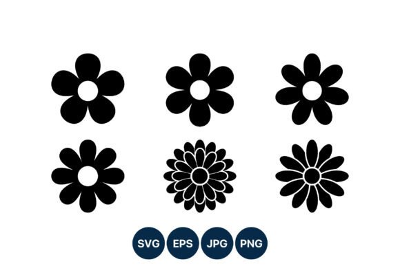 Black Floral Silhouette Flower Icons Graphics and Illustrations