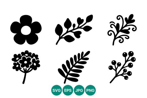 Black Floral Silhouette Vector Icons Graphics and Illustrations