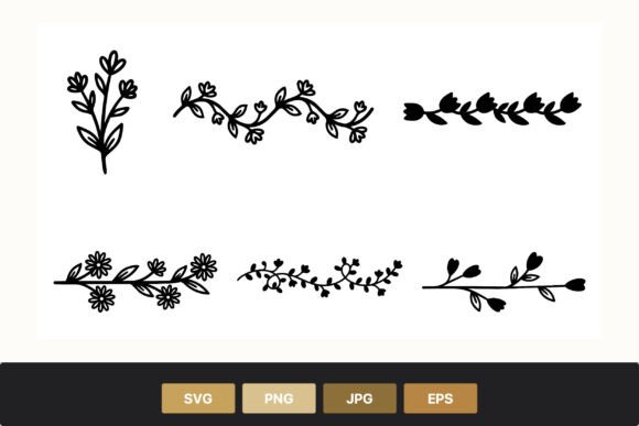 Black White Floral Branches Graphics and Illustrations