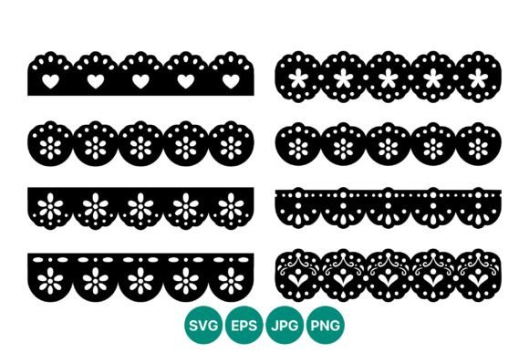 Black White Floral Heart Lace Borders