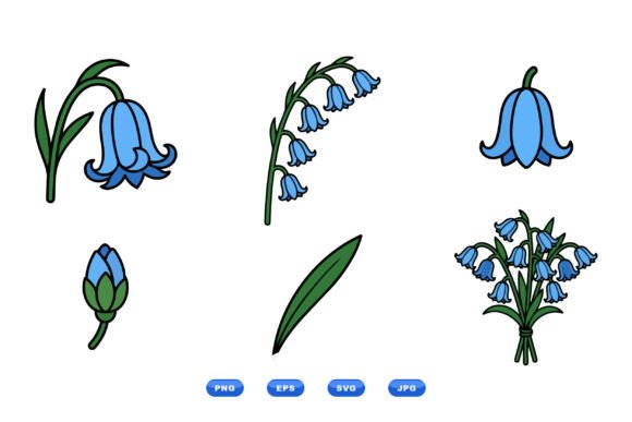 Bluebell Floral Clipart Kit for Graphics and Illustrations