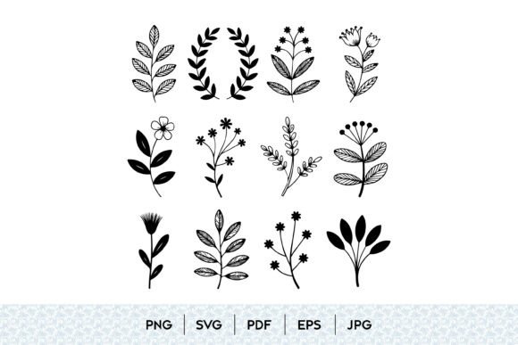Botanical Floral Elements Bundle SVG Graphics and Illustrations Review