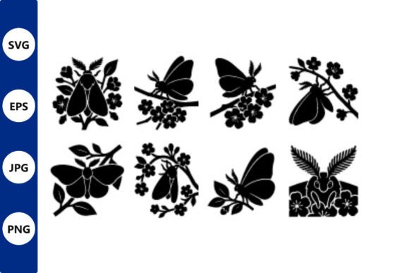 Butterfly and Floral Silhouettes Vector Graphics for Illustrations