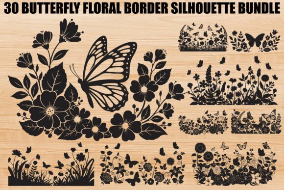 Butterfly Floral Border Bundle: Graphics and Illustrations for Branding