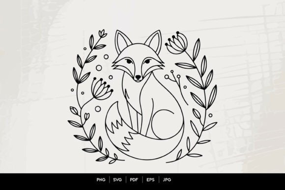 Cute Fox Floral Line Art SVG Graphics and Illustrations Review
