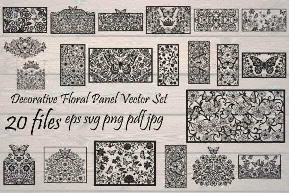 Decorative Floral Panel Bundle: Graphics and Illustrations for Editorial Design