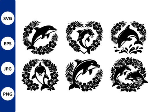 Dolphin Wreaths in Floral Circular