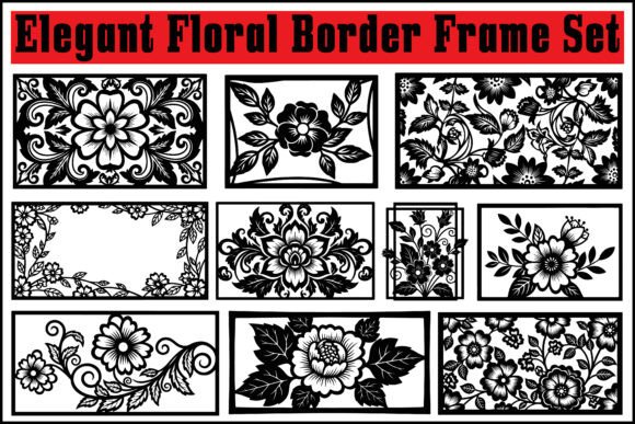 Elegant Floral Border Frame Set Graphics and Illustrations Review