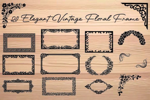 Elegant Vintage Floral Frames Bundle: Graphics and Illustrations for Branding