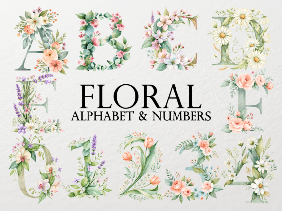Floral Alphabet Numbers Clipart Graphics and Illustrations Review