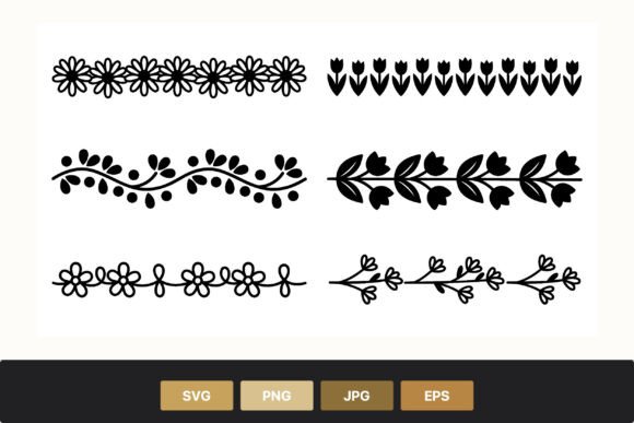 Floral Borders with Daisy and Tulip Graphics and Illustrations