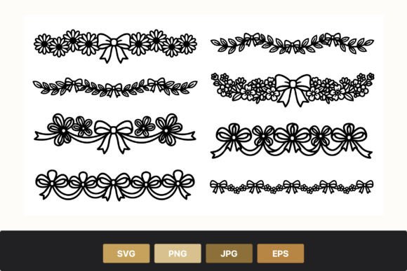 Floral Bow Border Vector Design: Graphics and Illustrations for Editorial Polish