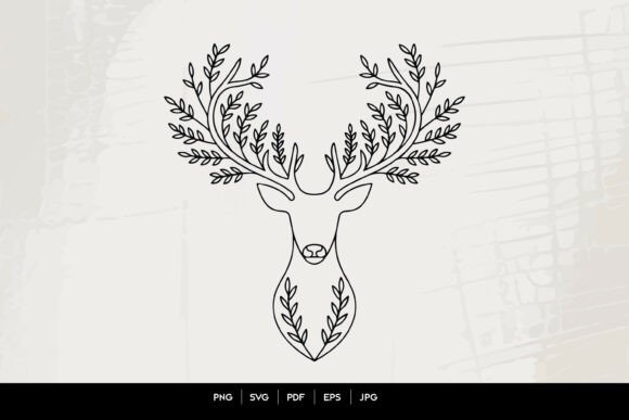 Floral Deer Head Line Art SVG Graphics and Illustrations Review