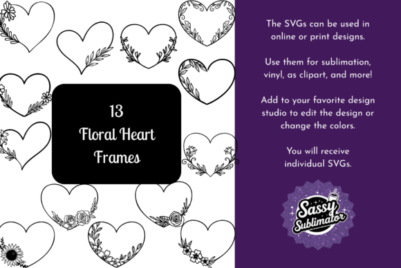 Floral Heart Frame 13 SVGs Graphics and Illustrations Review