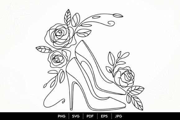 Floral High Heel Line Art SVG Graphics and Illustrations Review