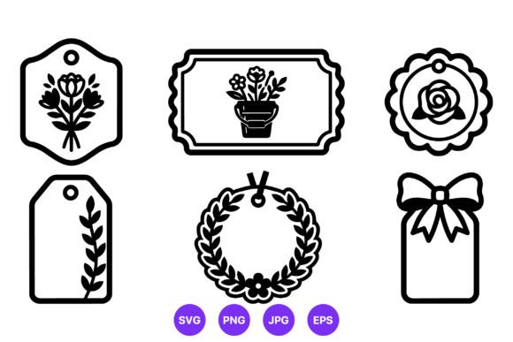 Floral Tags and Wreath Vector Set Graphics and Illustrations Review