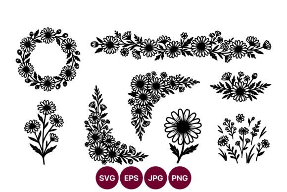 Floral Vector Set with Daisies Wreaths: A Designer’s Take on Graphics and Illustrations