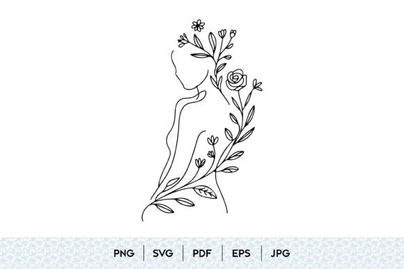 Floral Woman Line Art Graphics and Illustrations Review