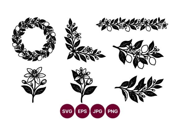 Floral Wreaths and Branches Vector Art Graphics