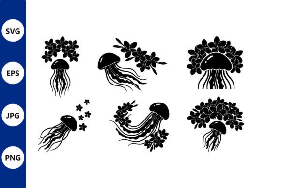 Jellyfish Floral Silhouette Vector Graphics and Illustrations Review