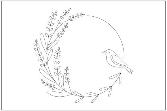 Lavender Floral Crest Line Art Graphics and Illustrations Review