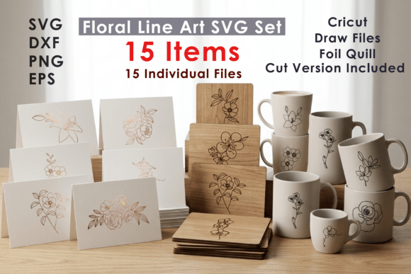 Minimalist Floral Line Art SVG Set for Graphics and Illustrations