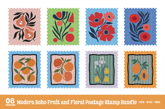 Modern Boho Fruit Floral Postage Stamp Review