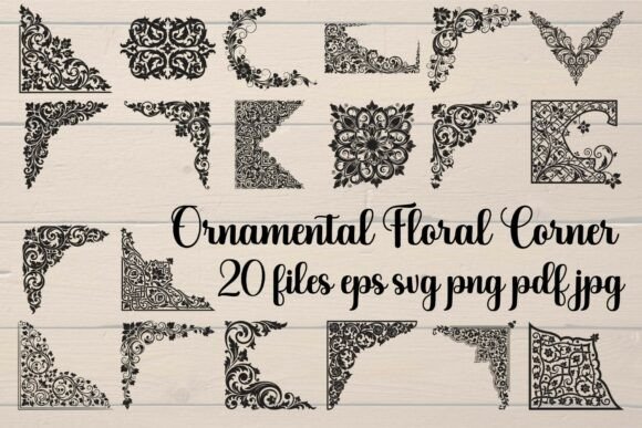 Ornamental Floral Corner Vector Bundle for Graphics and Illustrations
