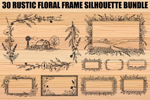 Rustic Floral Frame SVG Bundle: Graphics and Illustrations for Branding