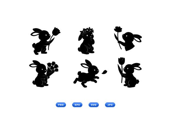 Spring Bunny Floral SVGs Graphics and Illustrations
